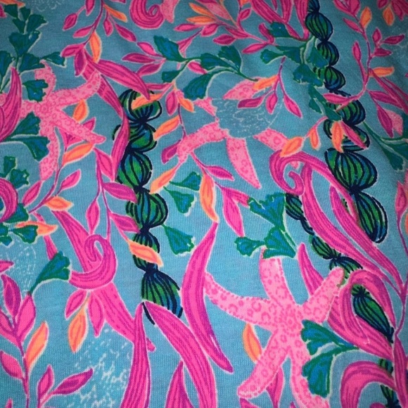 Lilly Pulitzer Tessa 3/4 Sleeve V-Neck Seaweed Samba T-Shirt Dress Blue Pink XS - Picture 9 of 11